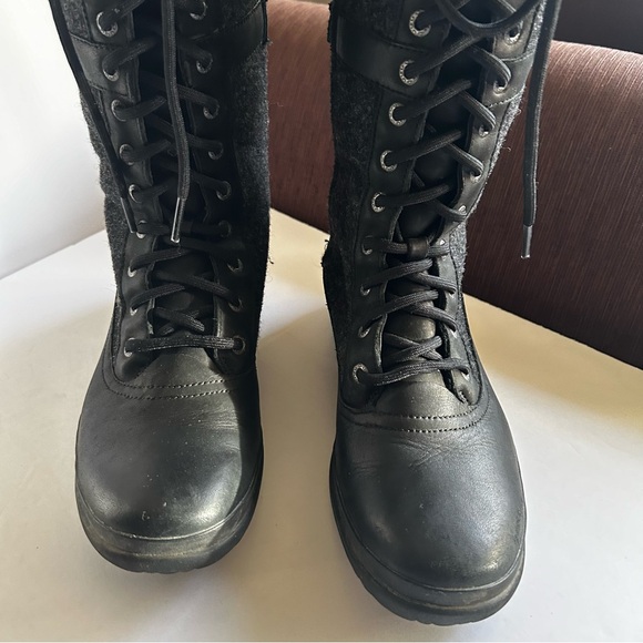 UGG Elvia Black Grey Tall Waterproof Lace Up Boots Size 8 - Picture 6 of 13